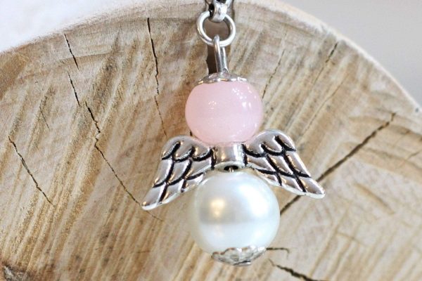 20 Schutzengel Anhänger, Engel aus Perlen hell Rosa, Gastgeschenk Angebot – Bild 2