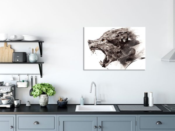 Abstrakter Wolfskopf im Profil, Glasbild Im Angebot – Bild 3