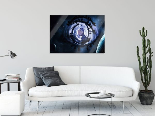 Abstraktes Auge mit Alien im Weltraum, Glasbild Online – Bild 2