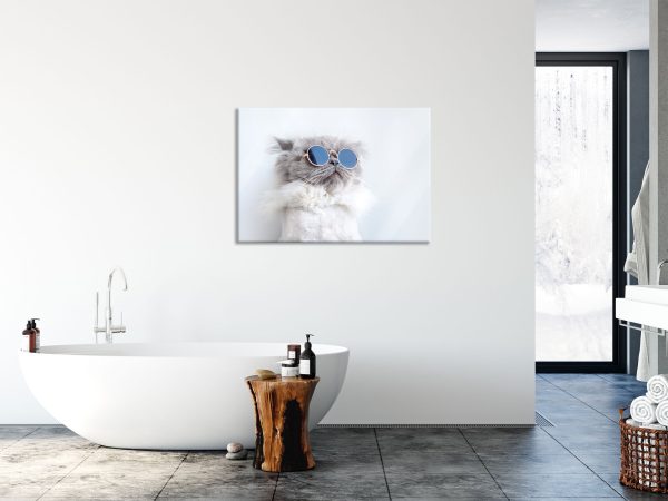 Coole Katze mit runder Sonnenbrille, Glasbild Schn?ppchen – Bild 4
