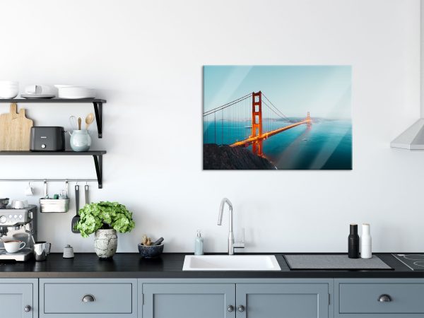 Golden Gate Bridge in der Abenddämmerung, Glasbild Angebot – Bild 3