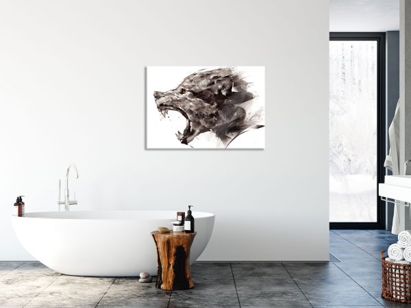Abstrakter Wolfskopf im Profil, Glasbild Im Angebot – Bild 4