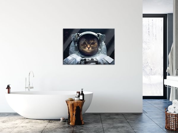 Astronautenkatze im Weltraum, Glasbild Schn?ppchen – Bild 4