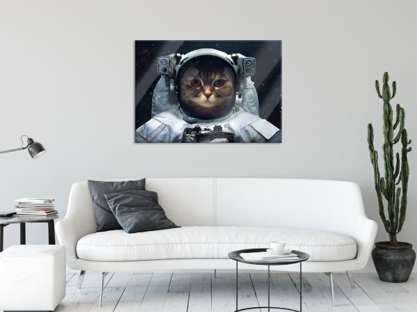Astronautenkatze im Weltraum, Glasbild Schn?ppchen – Bild 2